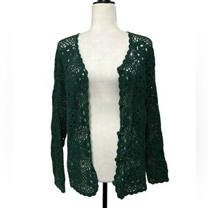 Vintage Secret Ingredient Floral Crochet Button Down Cardigan Sweater
